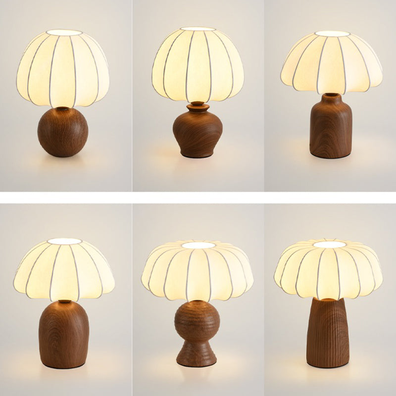 Vintage Ceramic Silk Study Lamp Walnut Color Decorative Atmosphere Lamp Table Lamp