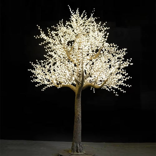 16ft warm white LED cherry blossom tree light with high canopy for commercial areas