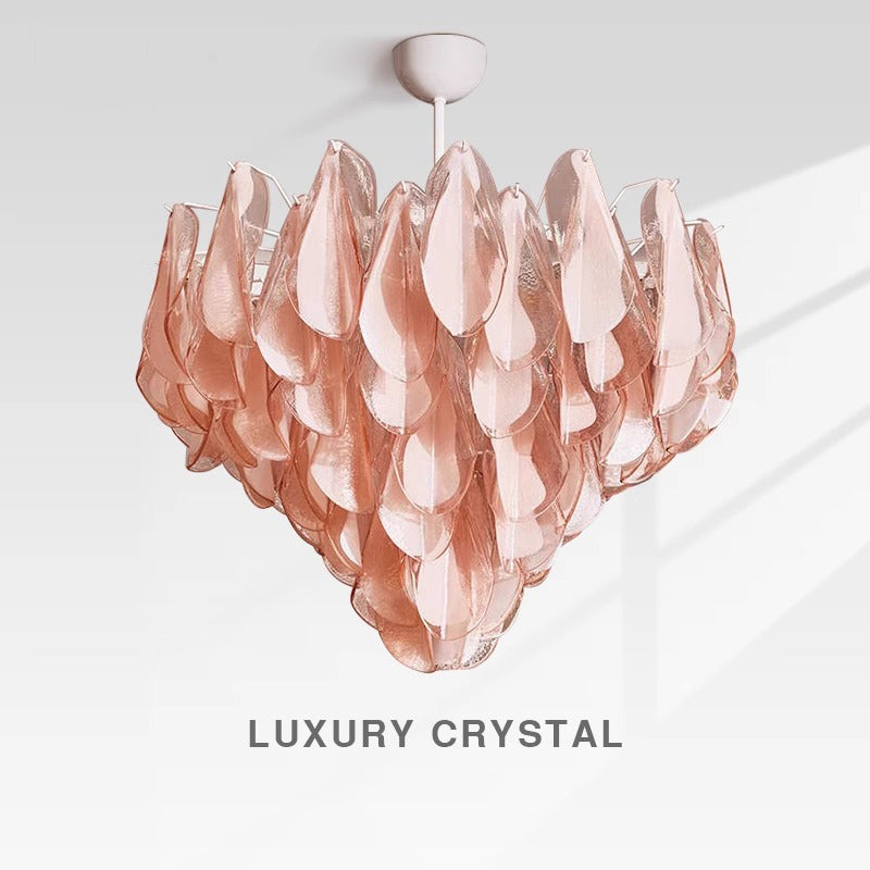 Pink Murano glass Living room chandelier Dining room stair light