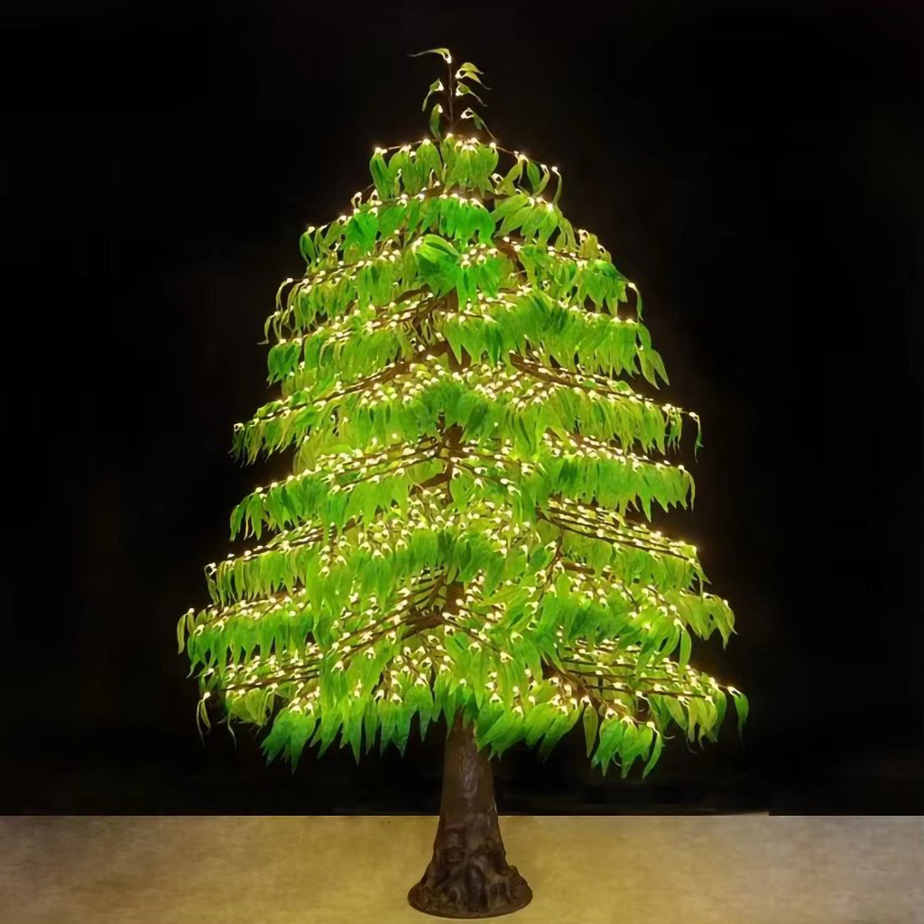 8ft high simulation LED Gum Tree Light with warm white LEDs and green foliage
