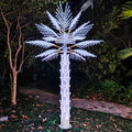 White LED palm tree light 2.5m (8.2ft) at night, bright decorative lighting for outdoor spaces