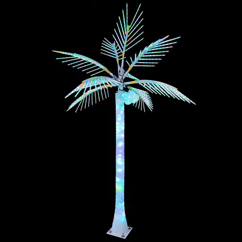 2.5m LED coconut tree light in RGB, IP65 outdoor decorative lighting for gardens and commercial spaces