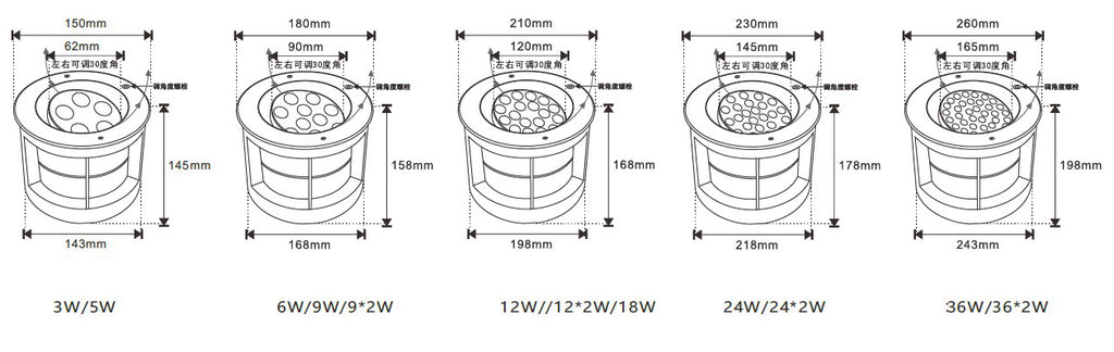 24V 12V Adjustable Angle IP68 Waterproof LED Underground Light in Ground Garden Path Floor Buried Yard Spot Landscape