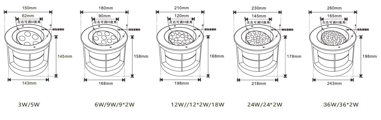 24V 12V Adjustable Angle IP68 Waterproof LED Underground Light in Ground Garden Path Floor Buried Yard Spot Landscape