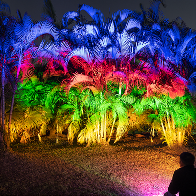 Outdoor Rainbow Flood Light Tree Lamp Colorful LED Landscape Lighting
