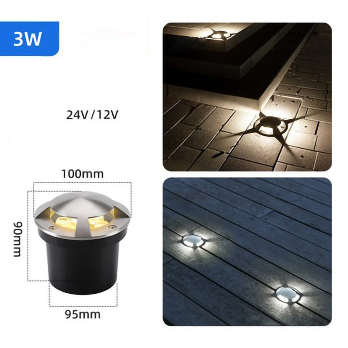 DC 12V/24V LED Underground Lamp Garden Path Floor Outdoor Buried Yard ground Lighting 4 side Landscape Light