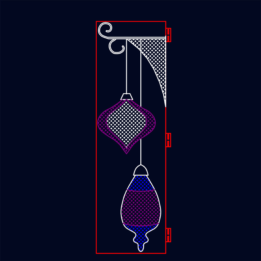 2D Christmas Hanging Ornament Pole Decoration Light for Street and Commercial Display