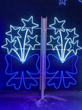 Outdoor blue bow and star street pole LED motif light