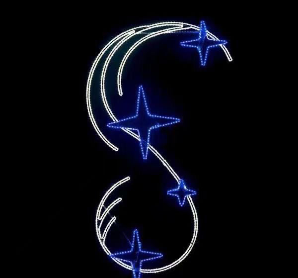 Outdoor blue comet star street pole LED motif light