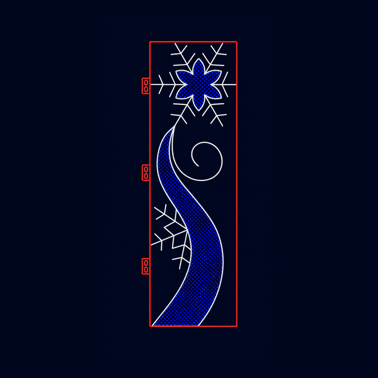 Outdoor blue snowflake scroll street pole LED motif light