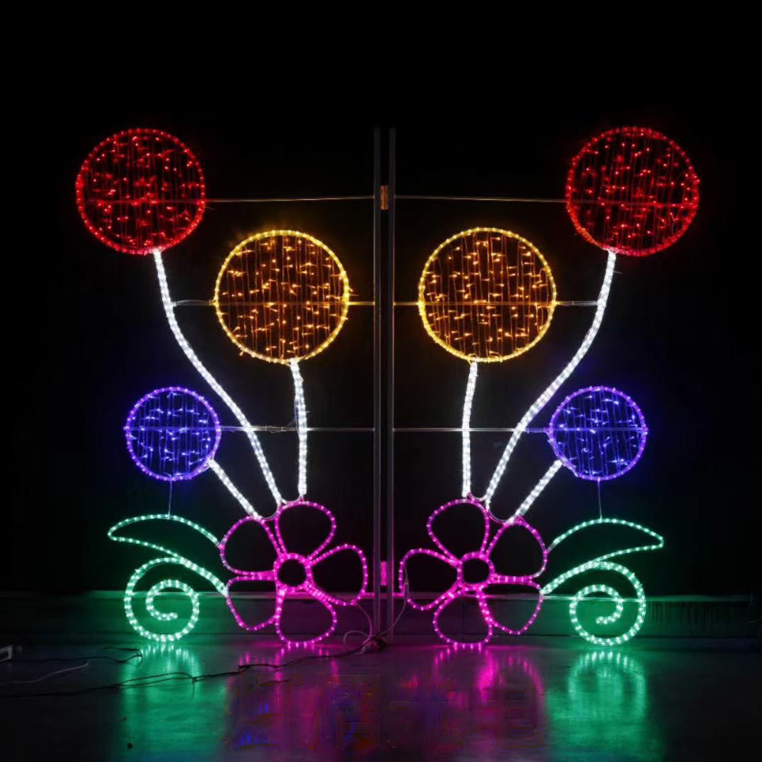 Outdoor colorful flower ball street pole LED motif light