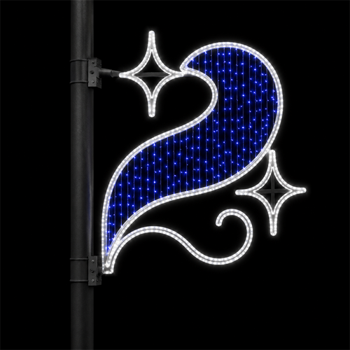 Outdoor Blue White Scroll Star Street Pole LED Motif Light