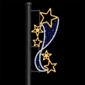 Outdoor Curved Blue Panel Gold Stars Street Pole LED Motif Light