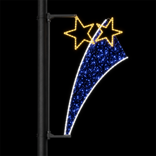 Outdoor Double Shooting Star Blue Christmas Street Pole LED Motif Light