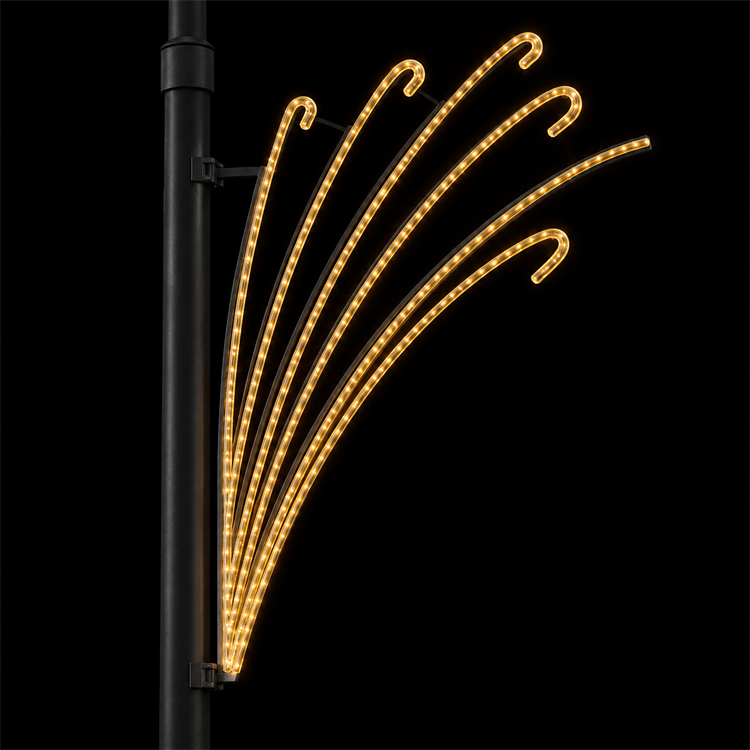 Outdoor Gold Fan Street Pole LED Motif Light