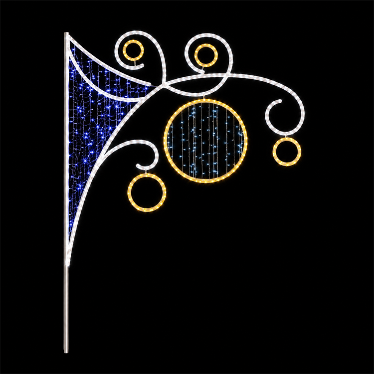 Outdoor Gold Orbit Blue Bauble LED Motif Light