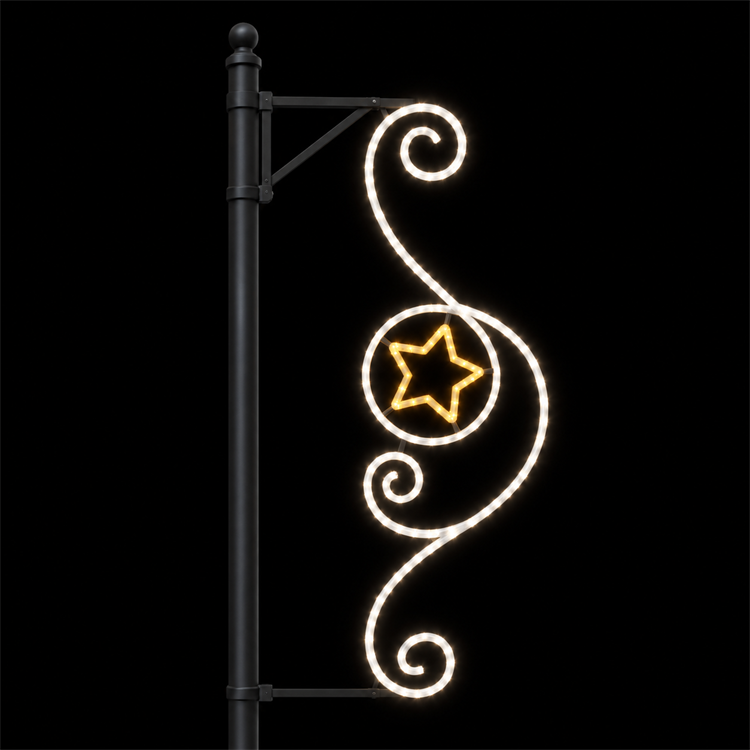 Outdoor Gold Scroll Star LED Motif Light