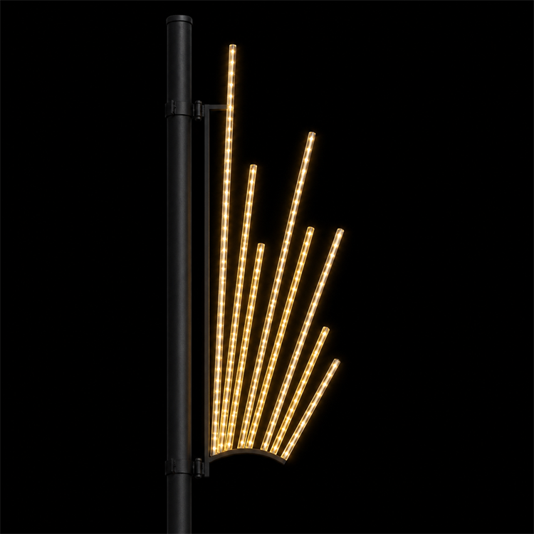 Outdoor Gold Waterfall Light Curtain Street Pole LED Motif Light