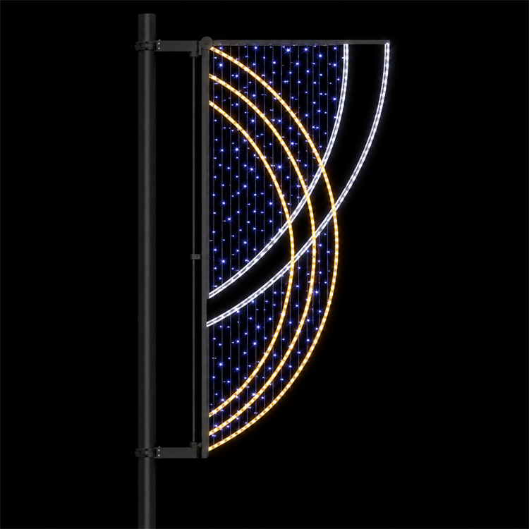 Outdoor Modern Blue Gold Arc Street Pole LED Motif Light