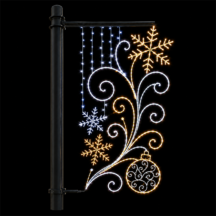 Outdoor Snowflake Scroll Ornament Christmas Street Pole LED Motif Light