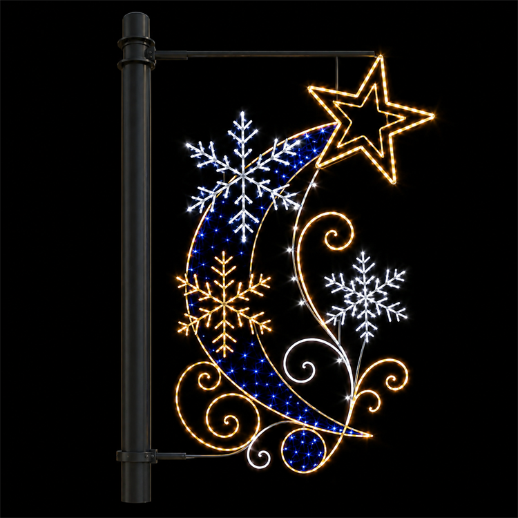 Outdoor Snowflake Shooting Star Christmas Street Pole LED Motif Light