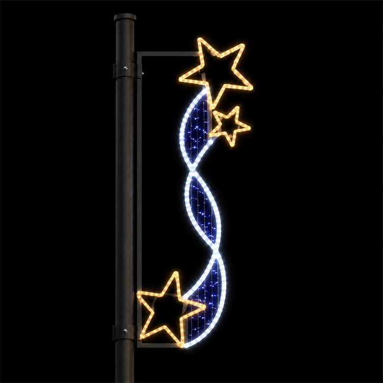 Outdoor Spiral Blue Three Star Street Pole LED Motif Light