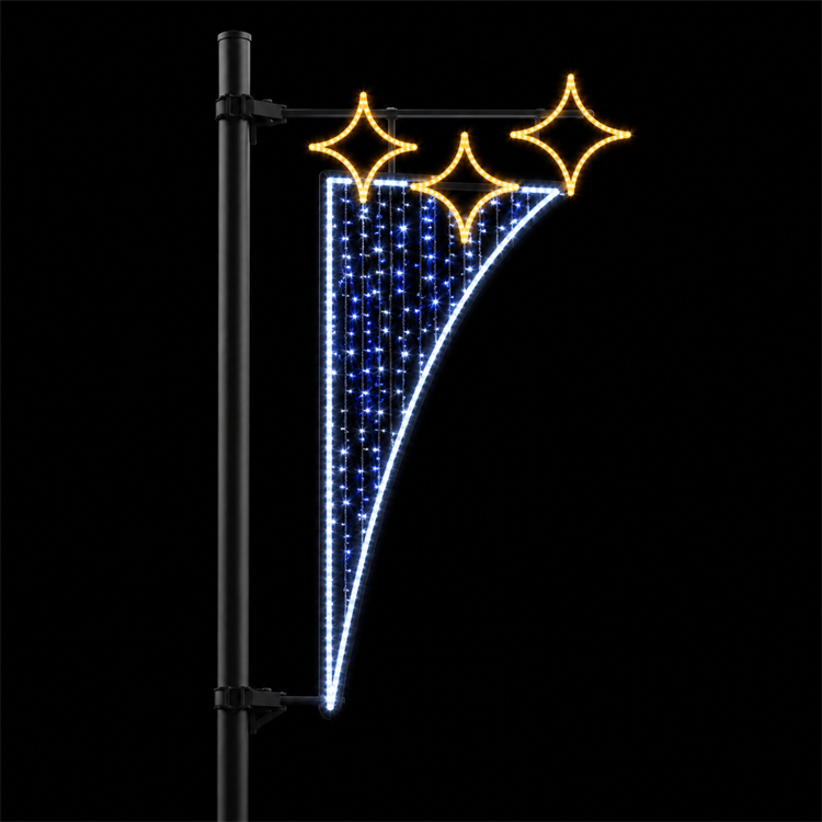 Outdoor Twin Star Curtain Blue Street Pole LED Motif Light