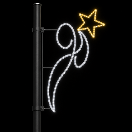 Outdoor White Floral Gold Star Street Pole LED Motif Light