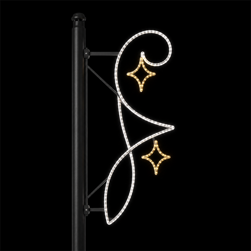 Outdoor White Leaf Gold Stars Street Pole LED Motif Light