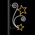 Outdoor White Scroll Double Gold Star Street Pole LED Motif Light