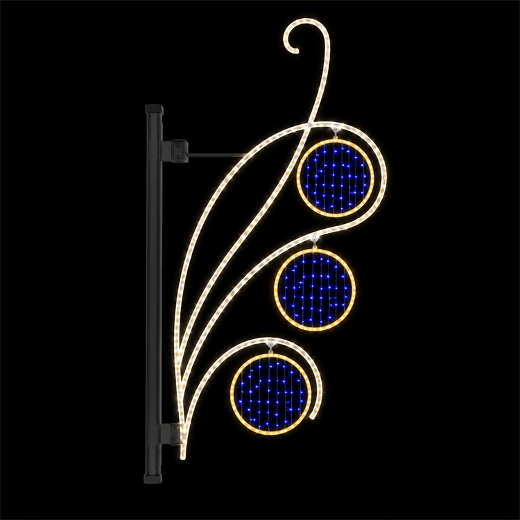 Outdoor White Stem Blue Orb Festival Street Pole LED Motif Light