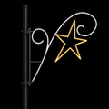Outdoor White Swirl Large Gold Star Street Pole LED Motif Light