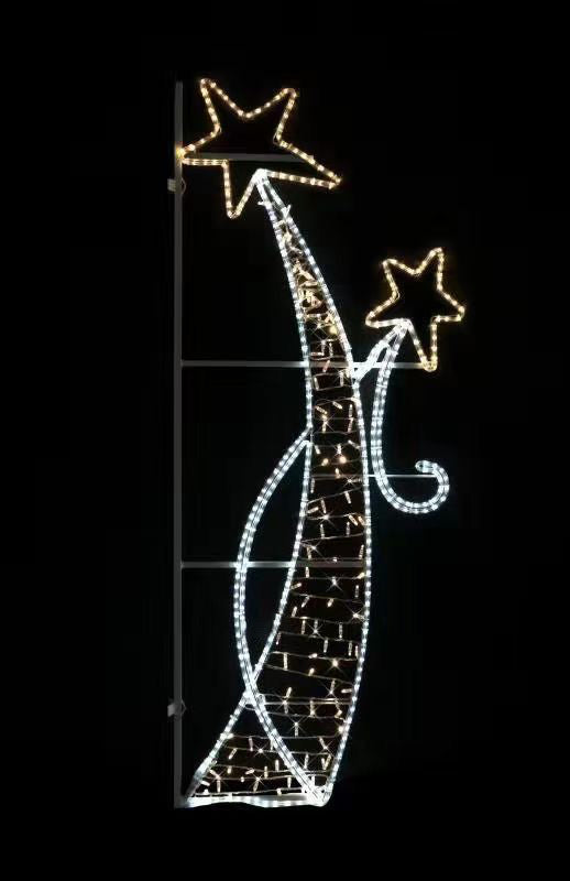 Outdoor gold white double star street pole LED motif light