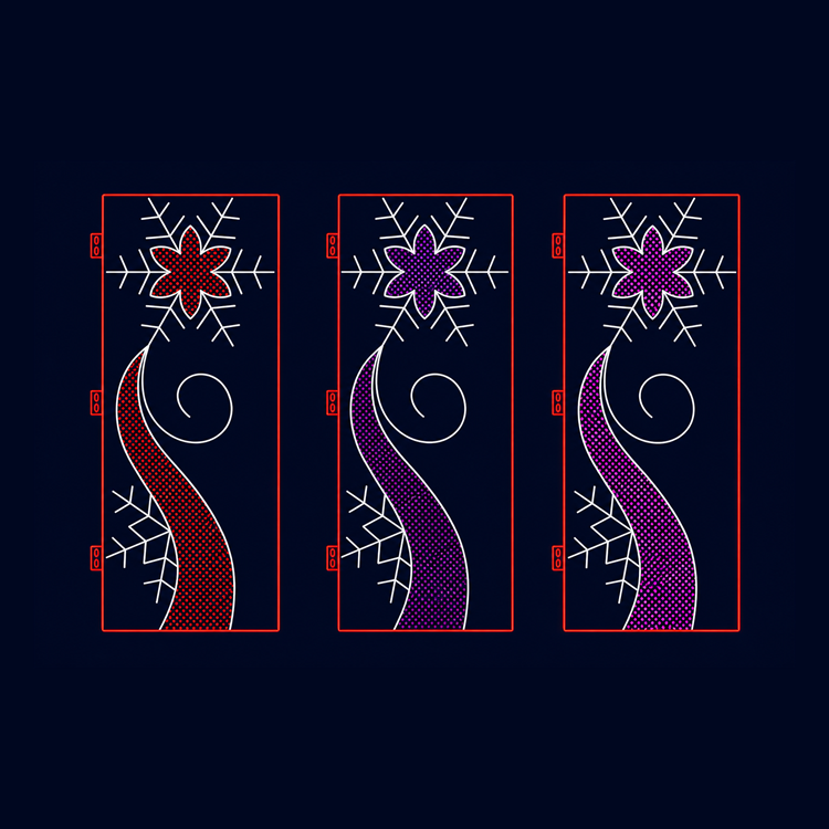 Outdoor multicolor snowflake scroll street pole LED motif light