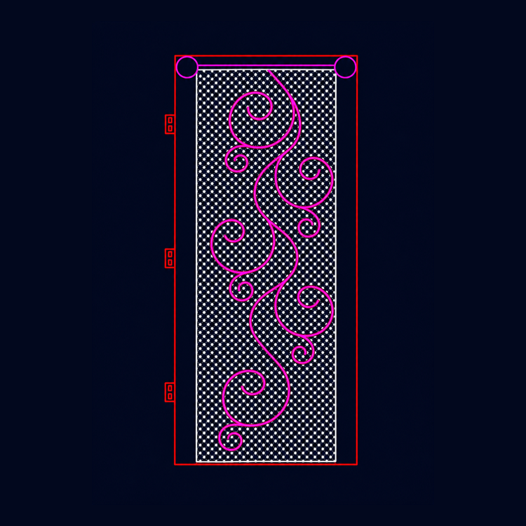 Outdoor pink floral scroll banner street pole LED motif light