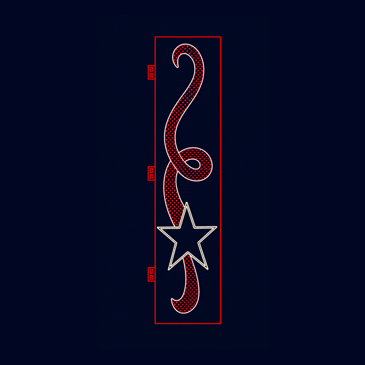 Outdoor red scroll star street pole LED motif light