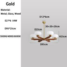 Load image into Gallery viewer, Hall Light Bedroom Light LED 8-Light Glass Chandelier Gold
