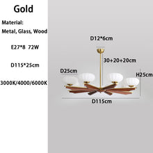 Load image into Gallery viewer, Hall Light Bedroom Light LED 8-Light Glass Chandelier Gold
