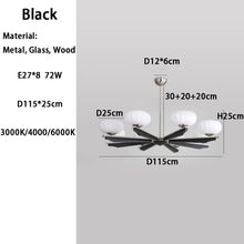 Load image into Gallery viewer, Hall Light Bedroom Light LED 8-Light Glass Chandelier Black
