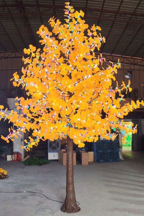 3m / 9.8ft RGBW LED high simulation ginkgo tree light with straight-pole conical design