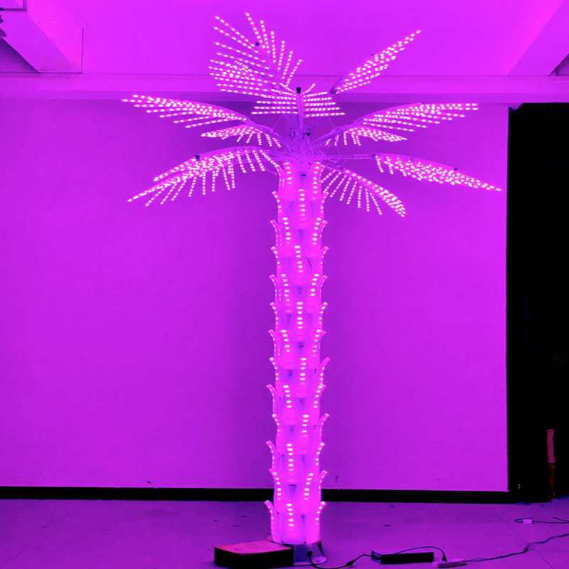 Mini LED tree lights for mantels,3m LED palm tree light in pink, IP65 outdoor decorative lighting for gardens and commercial spaces