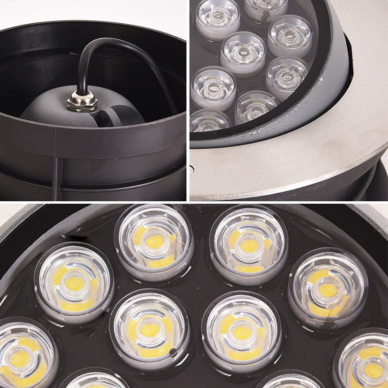 مصباح LED تحت الأرض بجهد 24 فولت و12 فولت، مصابيح مدفونة تحت الأرض، كشاف إضاءة مدمج لإضاءة المناظر الطبيعية أثناء القيادة 