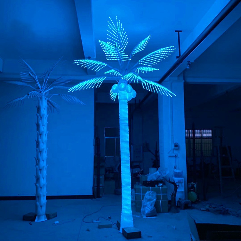 Multi-color LED palm tree lights ,Commercial 4m (13ft) IP65 LED coconut/palm tree light installed for outdoor landscape projects, plazas and resorts