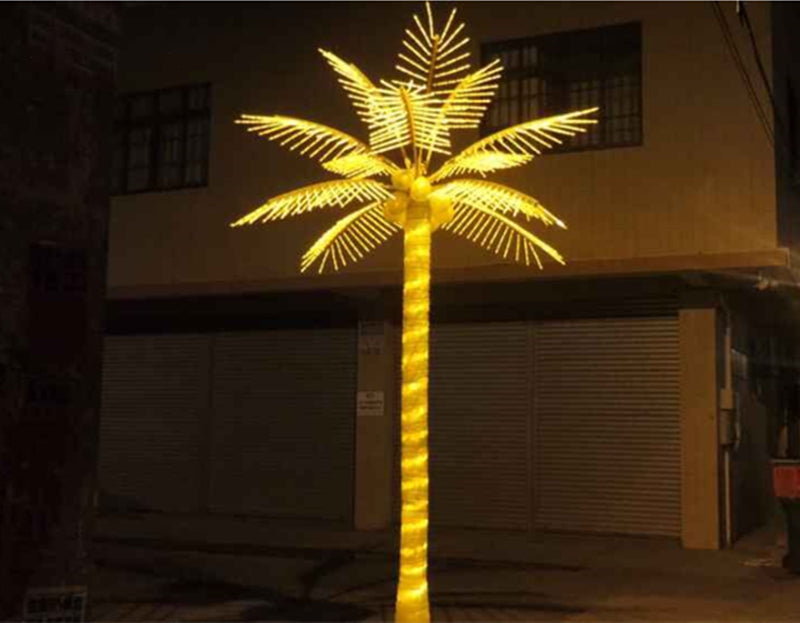 Commercial 4m (13ft) IP65 LED coconut/palm tree light installed for outdoor landscape projects, plazas and resorts