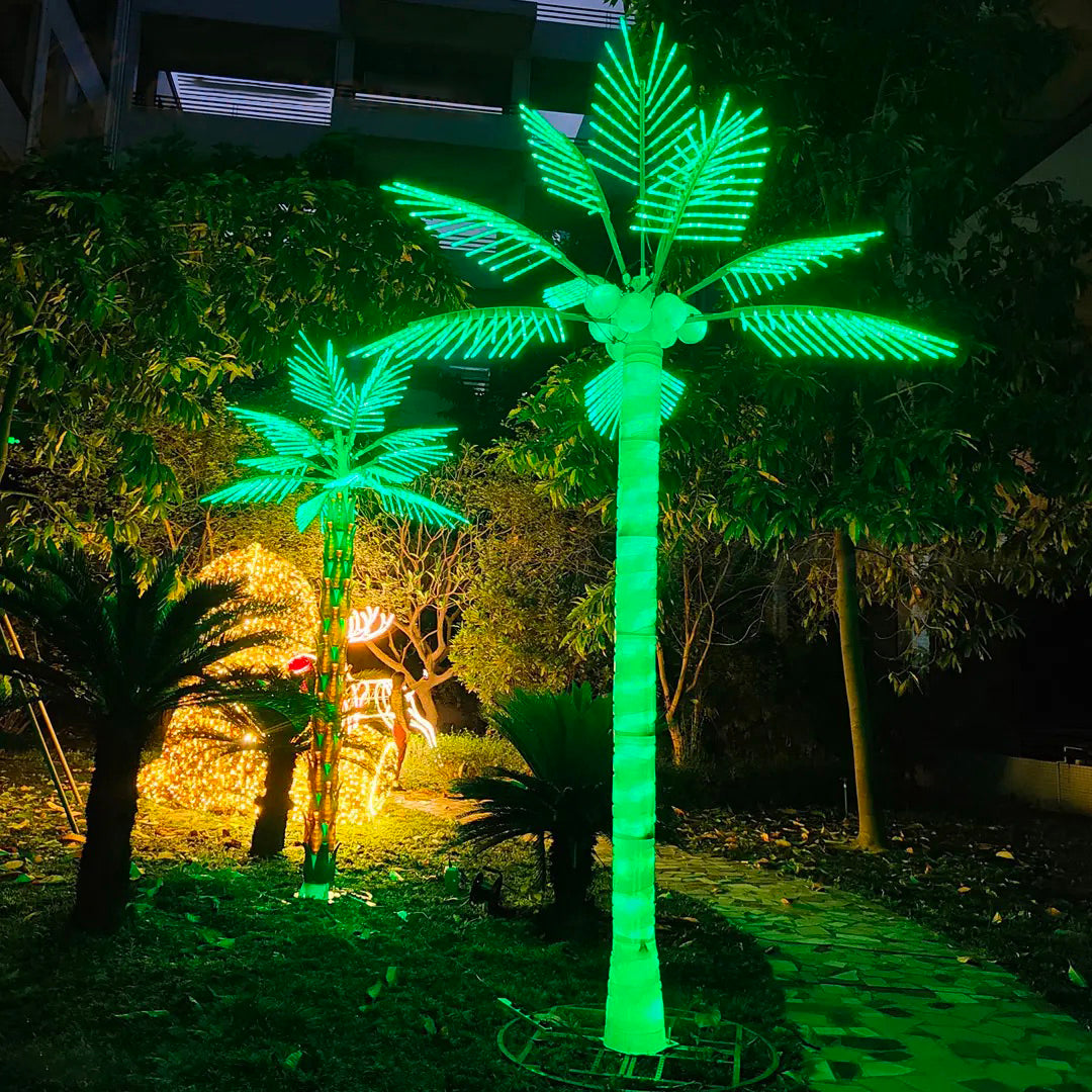Commercial 4m (13ft) IP65 LED coconut/palm tree light installed for outdoor landscape projects, plazas and resorts
