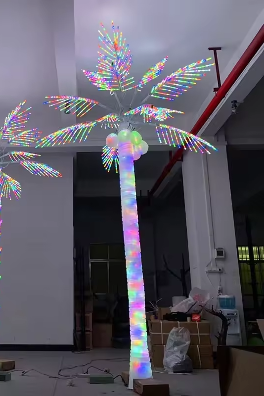 Multi-color LED palm tree lights ,4m LED palm/coconut tree light color options for engineering projects, high-visibility decorative outdoor lighting