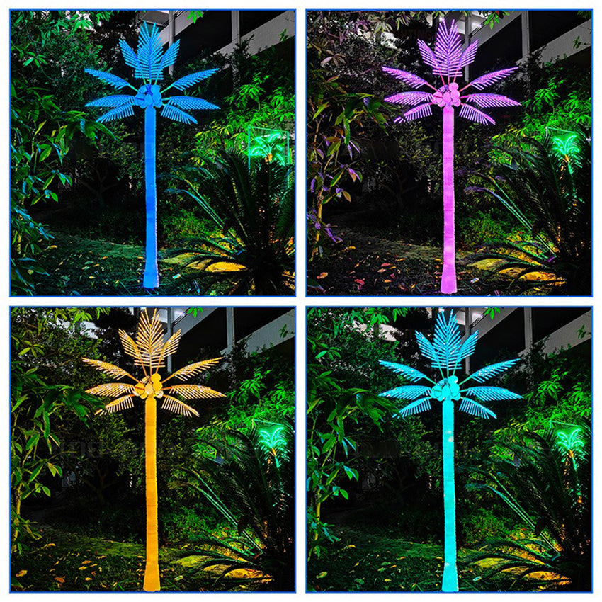 Multi-color LED palm tree lights，4m LED palm/coconut tree light color options for engineering projects, high-visibility decorative outdoor lighting