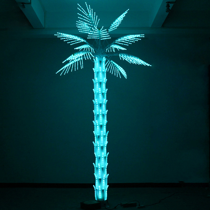 4m LED palm tree light in green, IP65 outdoor decorative lighting for gardens and commercial spaces