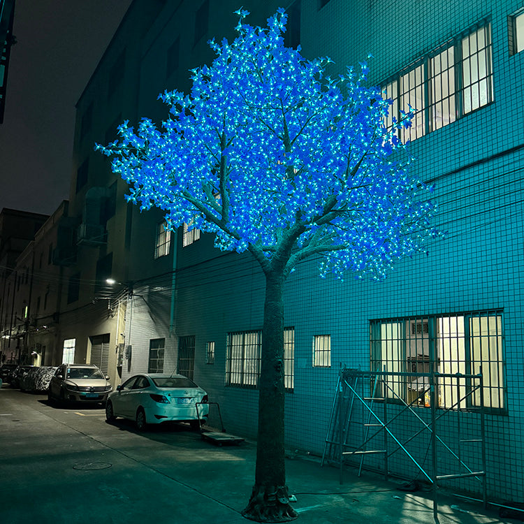 5.5m RGBW LED super high simulation maple tree light cyan color effect for event and plaza decoration