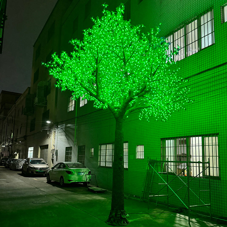 5.5m RGBW LED super high simulation maple tree light green color effect for plaza and mall decoration